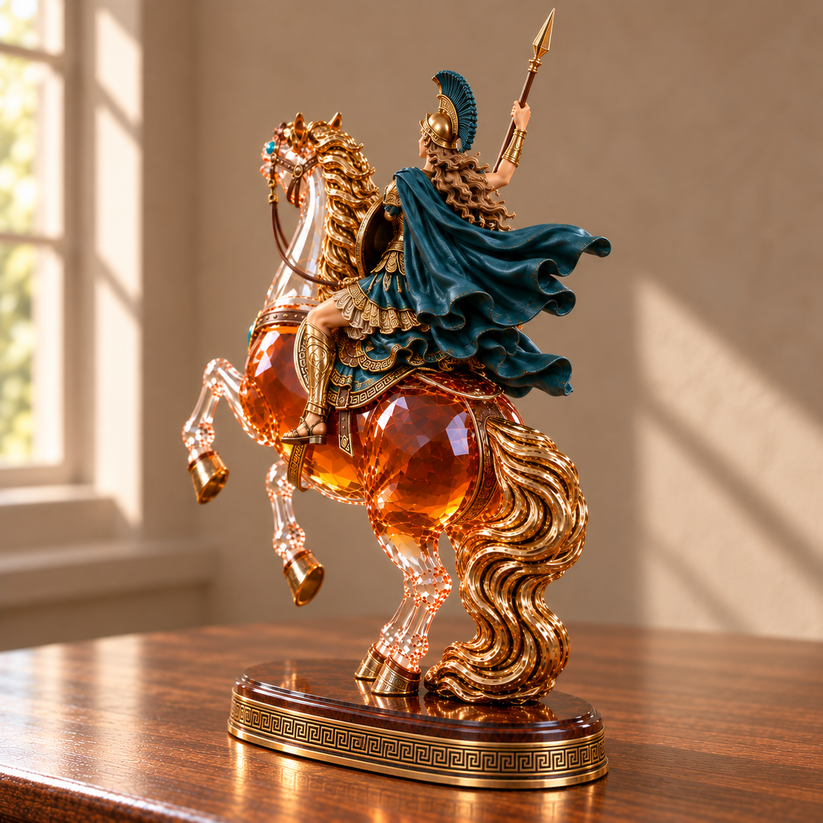 Athena on her rearing horse, Rear view