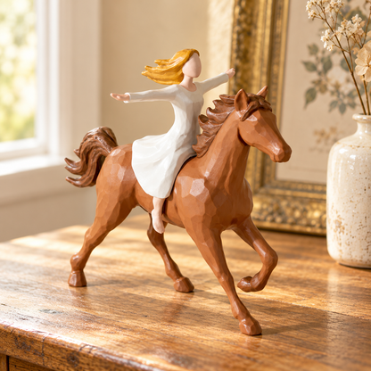 🤎 Forever Free: A Girl and Her Horse Resin Figurine 🐴