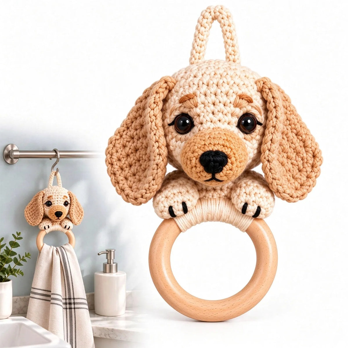 🧶 Sausage Dog Crochet Towel Holder Kit 🐶