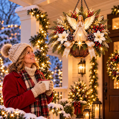 🎄 CHRISTMAS LIMITED-TIME 50% OFF | Christian Christmas Hanging Basket™ – Angel & Dove Faith-Inspired Holiday Porch Decor