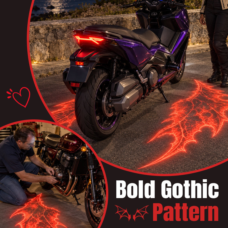 🏍️ Motorcycle Red Devil Wing Ground Projection Lights – 1 Pair of Gothic LED Styling Lights for Night Displays 🔴🦇