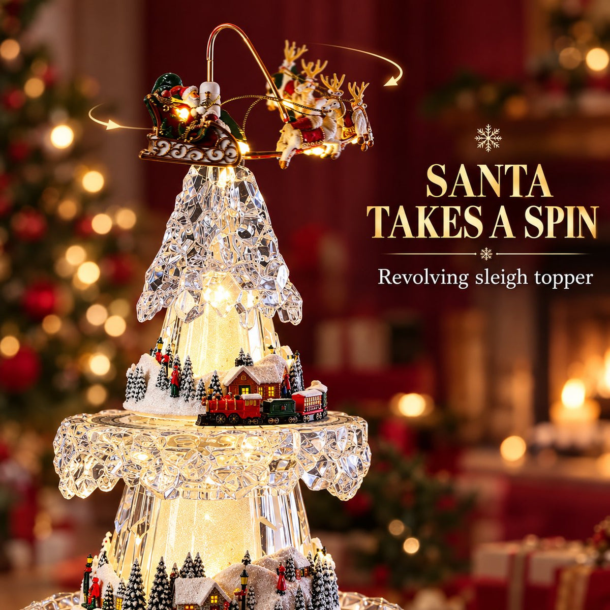 🎶Gold Three-Tier Christmas Village