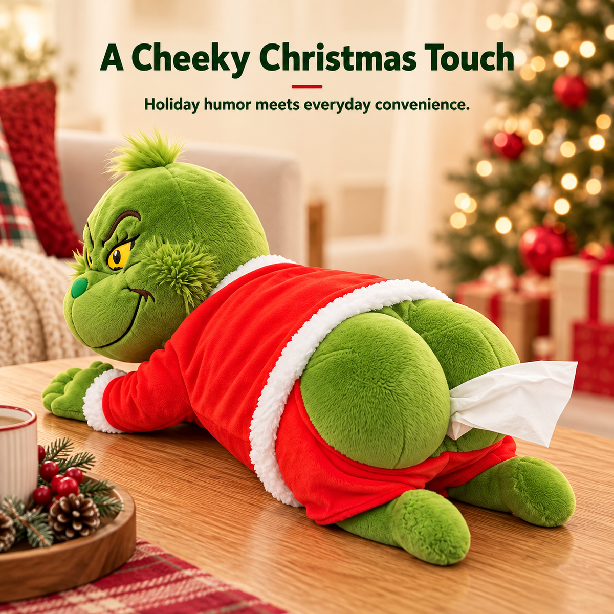 🎄 Funny Christmas Plush Tissue Box Cover – A Cheeky Holiday Surprise! 😂