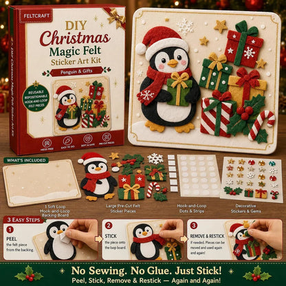 🎄✨ Cozy Christmas Felt Art Craft Kit – Reusable DIY Family Activity & Creative Christmas Gift 🎁❤️