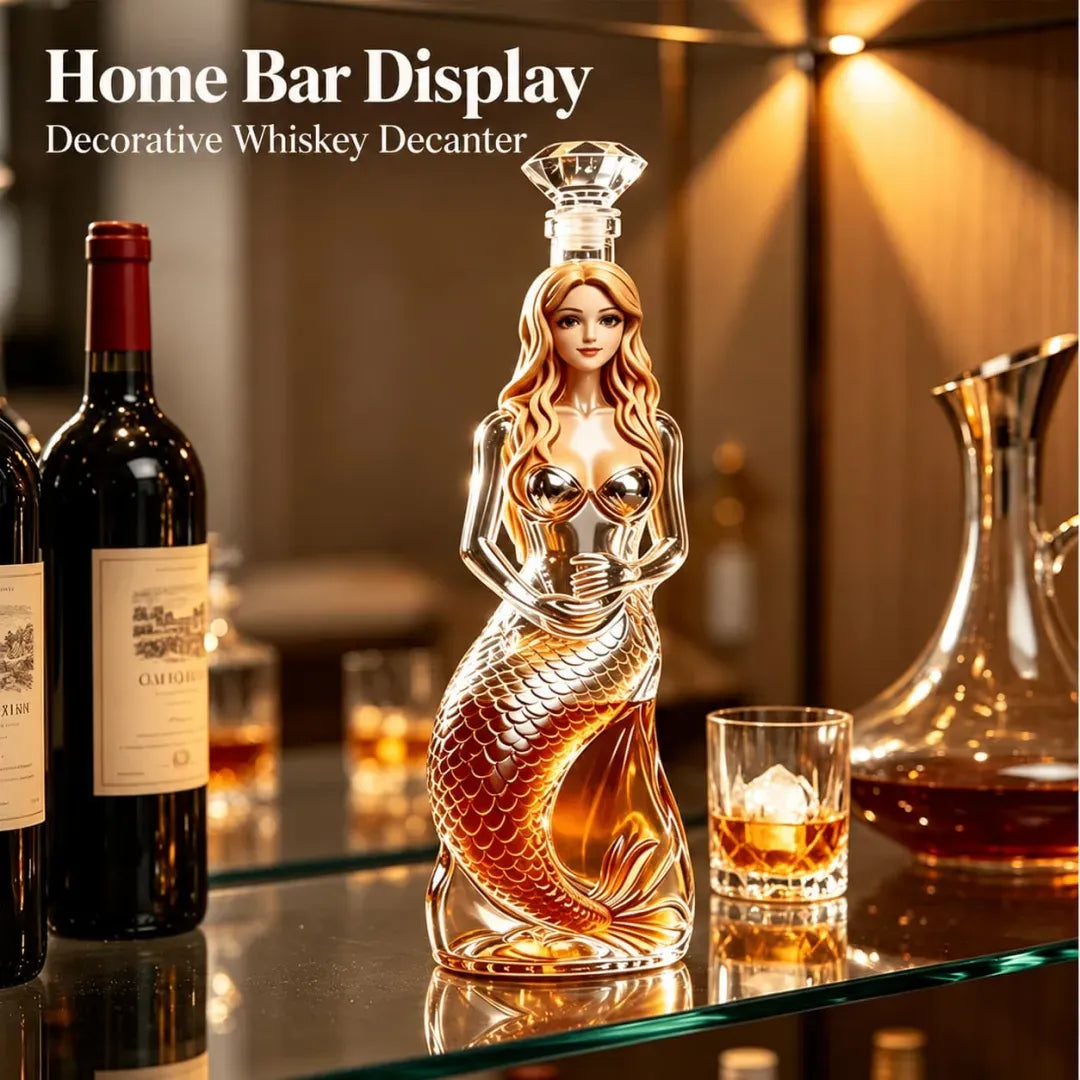 Enchanted Mermaid Glass Whiskey Decanter