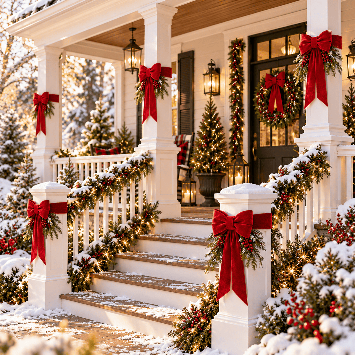 Christmas Porch Bow Decorations