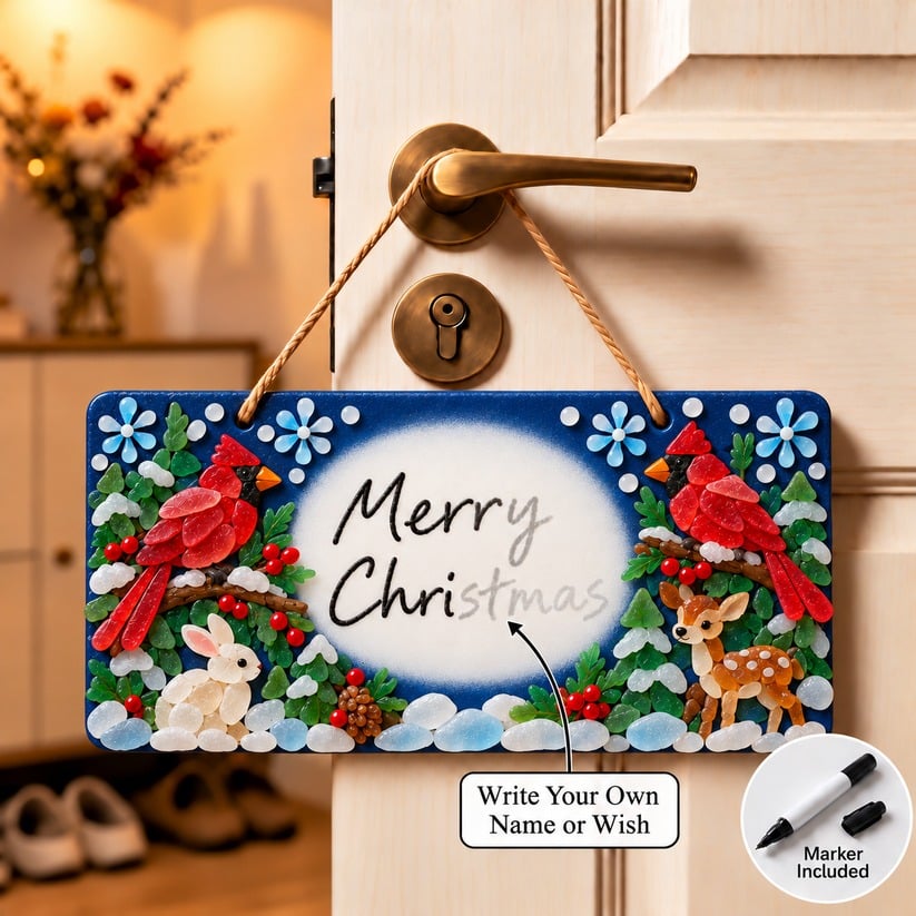 ⏳ Last Day 49% OFF – 🎄 Beginner-Friendly DIY Sea Glass Christmas Hanging Sign Kit | 8 Festive Designs with Handwritten Personalization ✍️