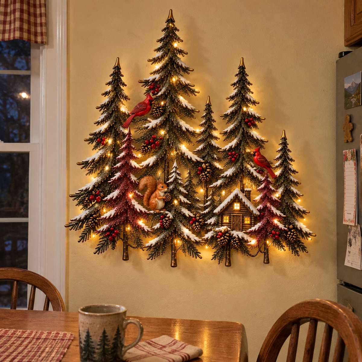 🌲 Woodland Glow – Lighted Winter Forest Wall Decor