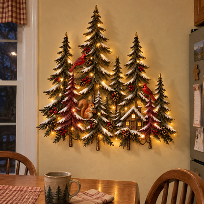 🌲 Woodland Glow – Lighted Winter Forest Wall Decor