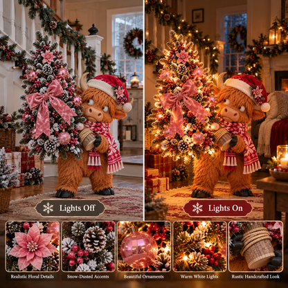 🎄🐮 🎀 The Pinkmas Tree Thief | Funny Light-Up Highland Cow Christmas Decor