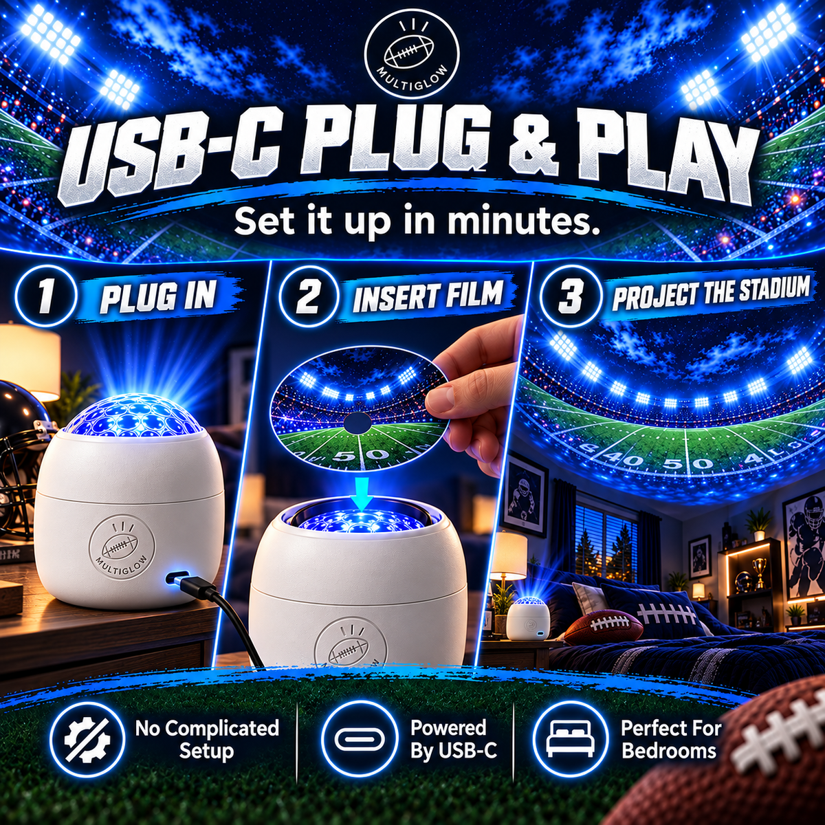 USB-C football projector setup