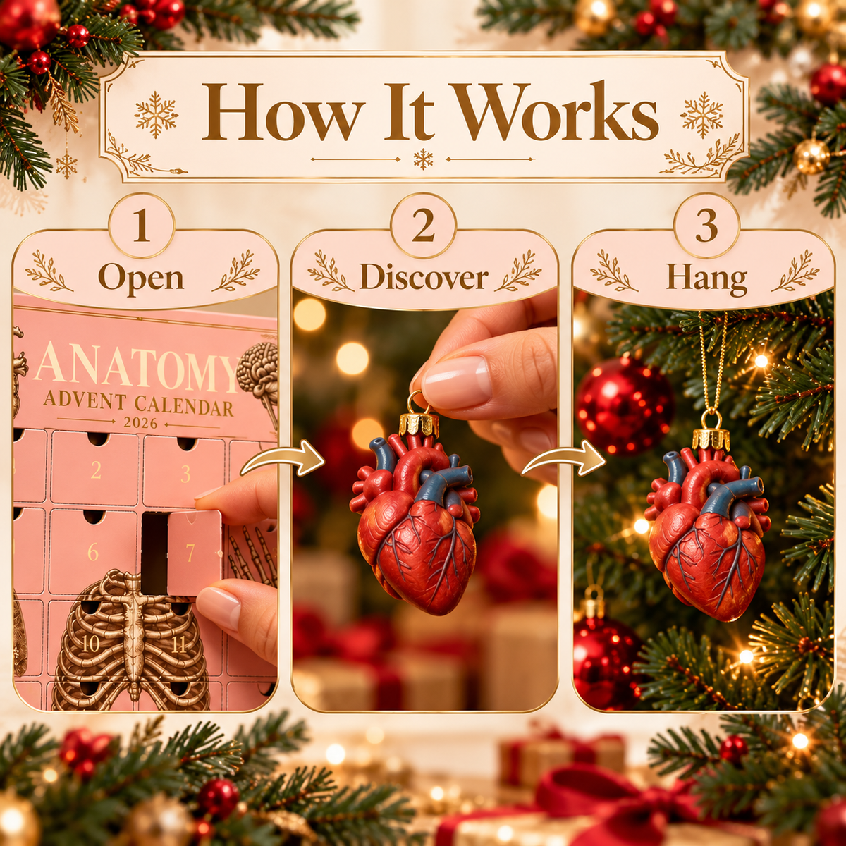 2026 Anatomy Advent Calendar – 24 Days of 3D Resin Organ Ornaments