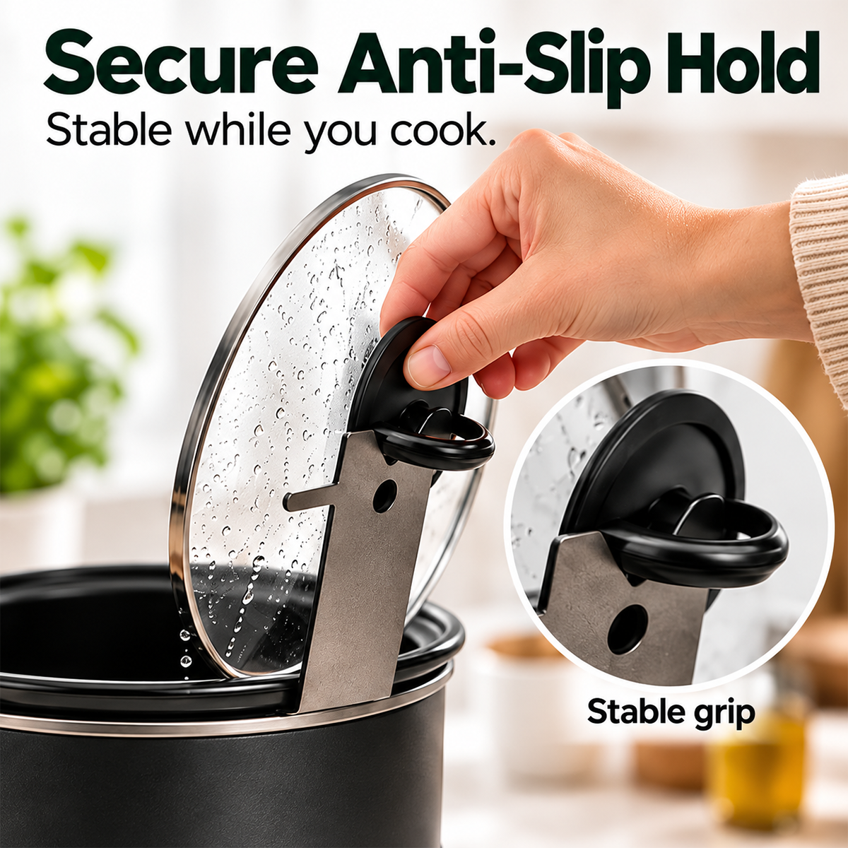 Multifunctional Pot Lid & Utensil Stand | Upright Lid Holder with Anti-Slip Base for Cleaner, Less-Cluttered Cooking