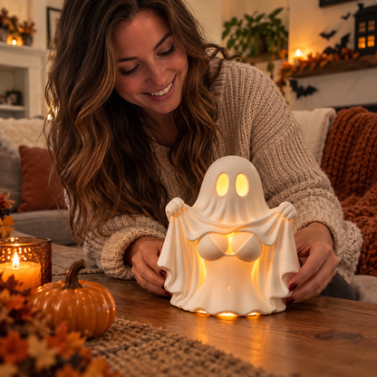 Cheeky Ghost Halloween Tabletop Decor – Funny Light-Up Figurine