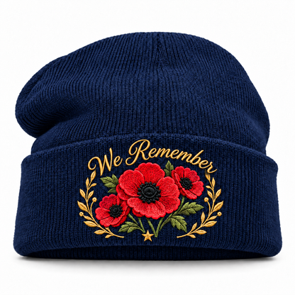 🌺 Remembrance Poppy Embroidered Beanie - A Tribute to Those Who Served