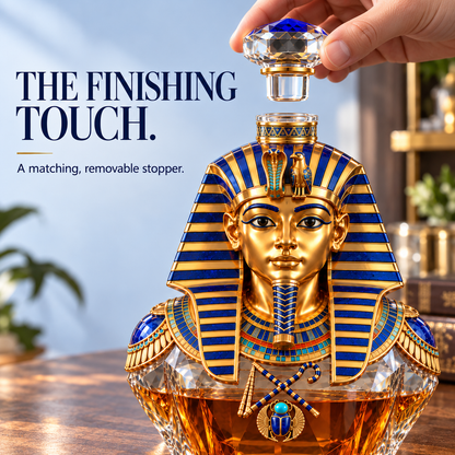 👑 Tutankhamun’s Legacy Whiskey Decanter — Blue & Gold Limited Custom Edition