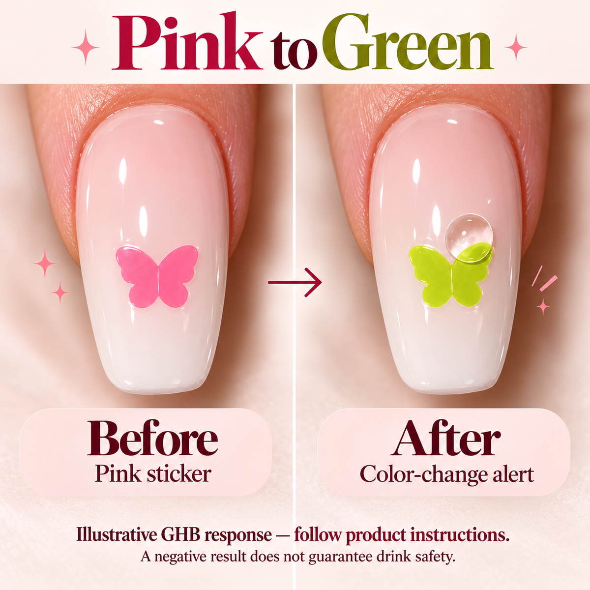 Drink Test Nail Stickers – Discreet Color-Changing Nail Decals for Nights Out