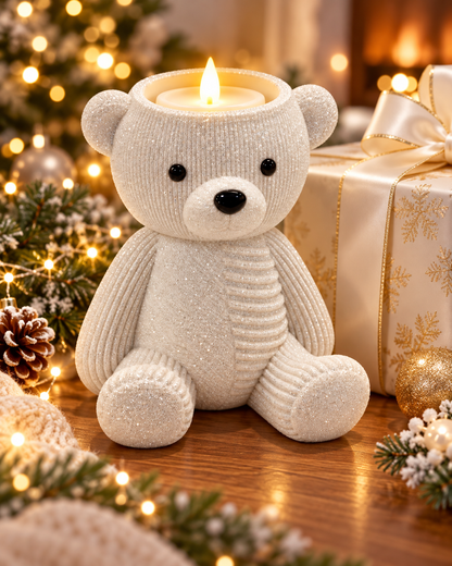 Cozy Polar Bear Candle Holder – Sparkling Winter Home Decor & Christmas Gift