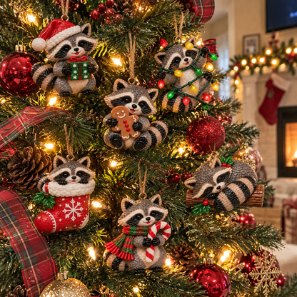 Adorable Christmas Raccoon Ornaments