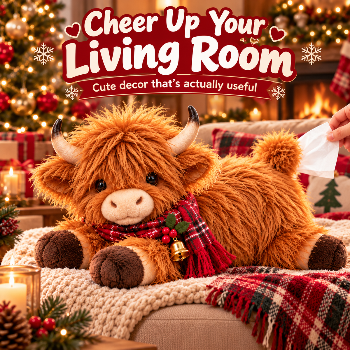 Fluffy Highland Cow Tissue Box Holder