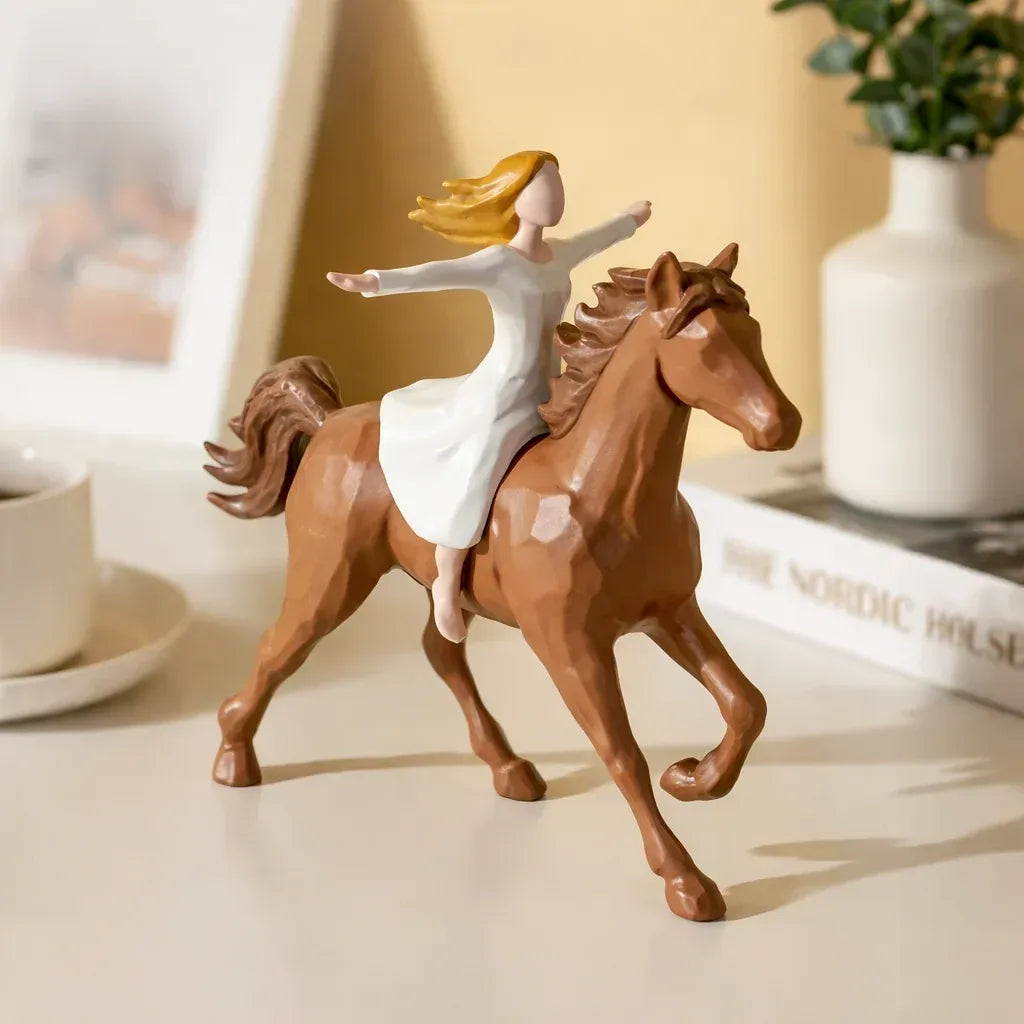🤎 Forever Free: A Girl and Her Horse Resin Figurine 🐴