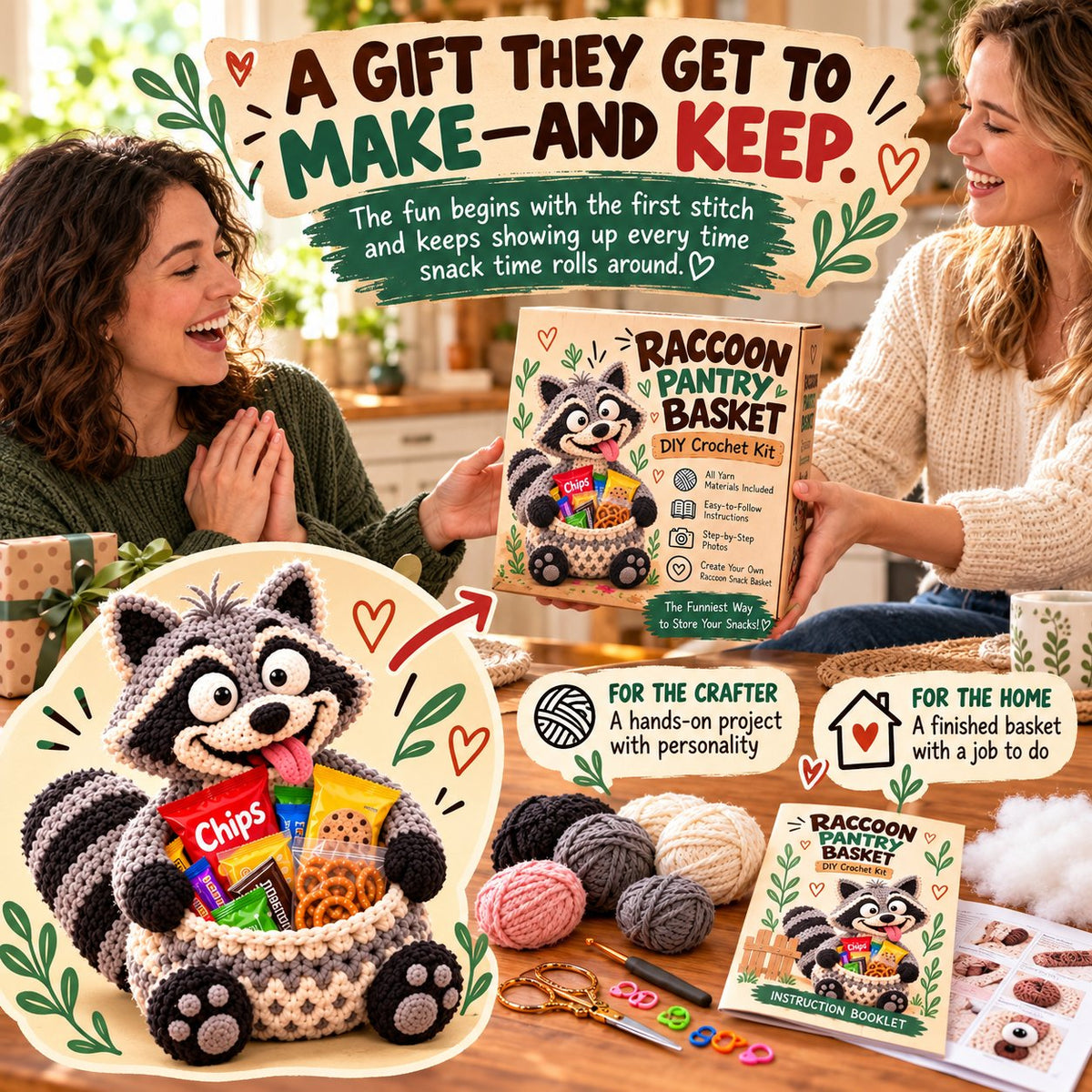 Funny Animal Crochet Snack Basket DIY Kit