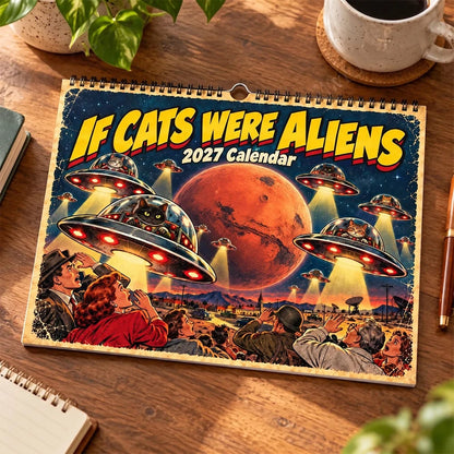 👽🐱 Cosmic Cat Invasion 2027 Calendar – Hilarious Alien Kitty Artwork for Cat Lovers & Sci-Fi Fans 🛸✨