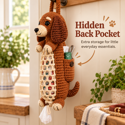 🐶 Cozy Dachshund Crochet Hanging Organizer