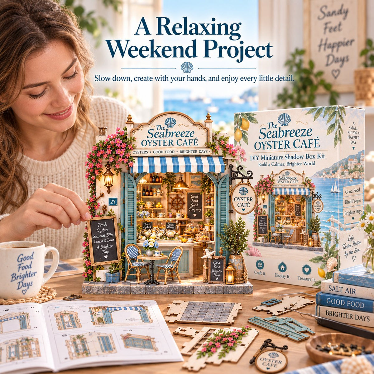 🌊🦪 The Seabreeze Oyster Café™-DIY 3D Miniature Coastal Café Kit
