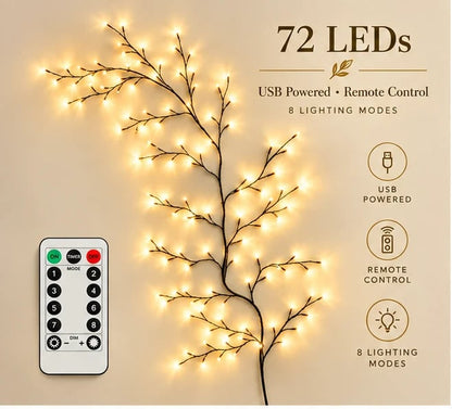 🎄 Flexible LED Branch Lights | Remote-Controlled Holiday Wall Decor(📦Buy 2 Free Shipping)