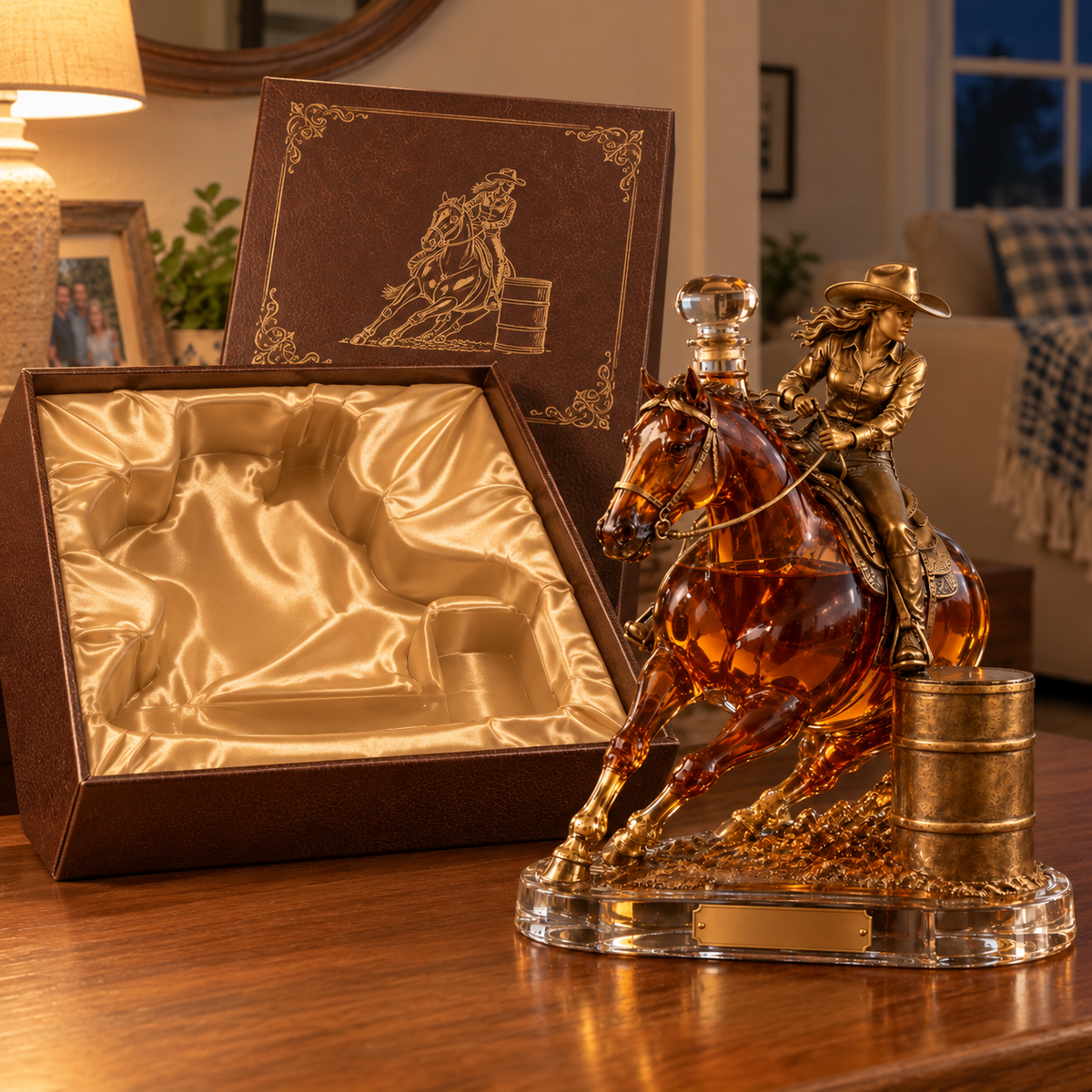 Western Spirit Cowgirl Barrel Racing Whiskey Decanter