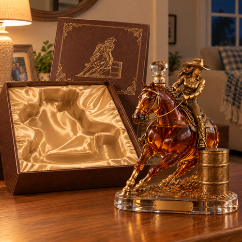 Western Spirit Cowgirl Barrel Racing Whiskey Decanter