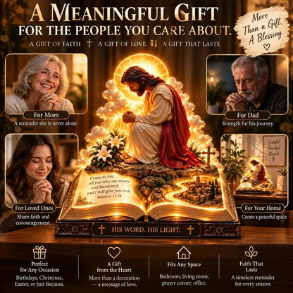 ✨🙏 Faith Brings PeaceTM — Illuminated Praying Jesus Figurine