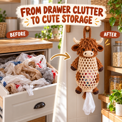 Crochet Animal Bag Holder DIY Kit – Cute & Functional Hanging Storage Craft Kit