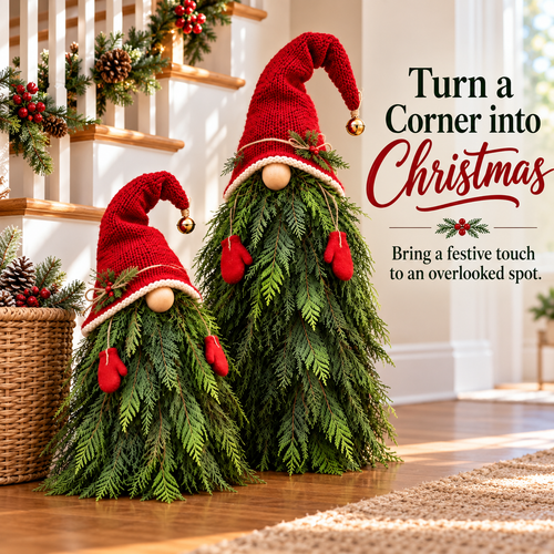 🎄 2-Piece Whimsical Christmas Gnome Porch Decor Set 🎁