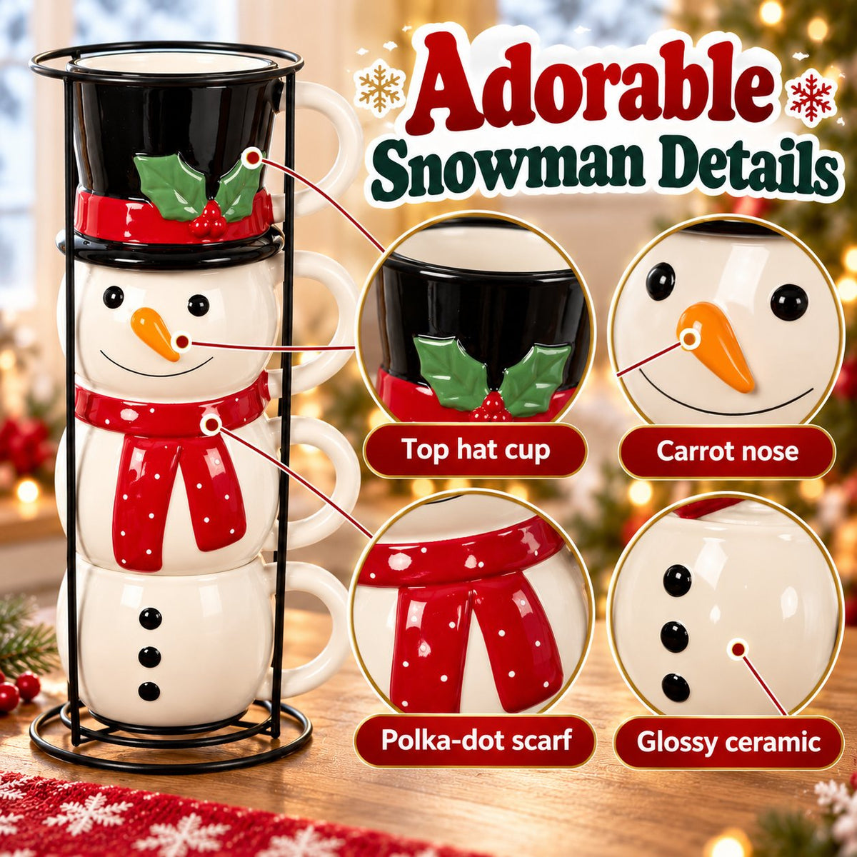 ☃️🎄 Snowman Stacking Cups — Create A Cozy Winter Moment With Every Sip!