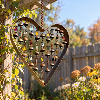 🎐 Heart Wind Chime – Handcrafted Metal Garden Ornament