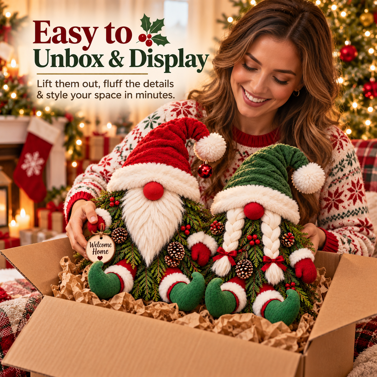 Christmas Gnome Decorations Unboxing Scene