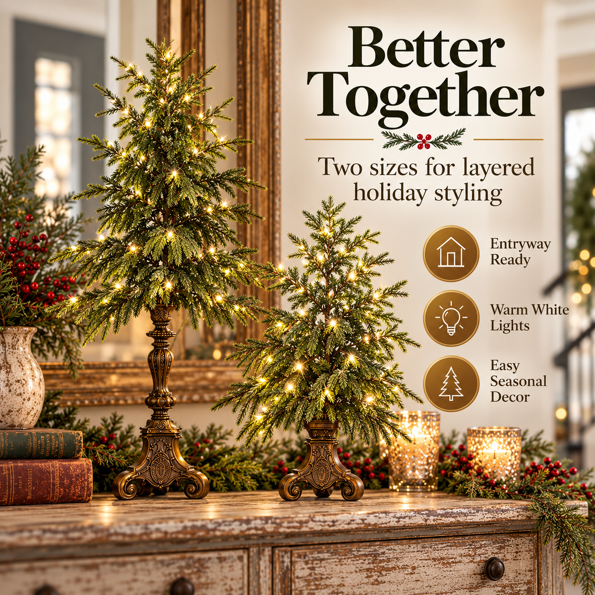 Vintage Lighted Tabletop Christmas Trees