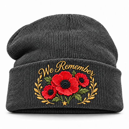 🌺 Remembrance Poppy Embroidered Beanie - A Tribute to Those Who Served