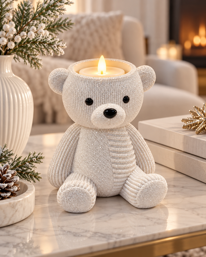 Cozy Polar Bear Candle Holder – Sparkling Winter Home Decor & Christmas Gift