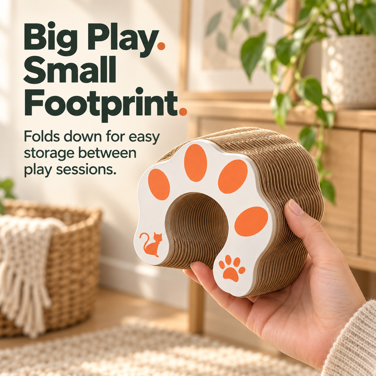 🐾 Foldable Honeycomb Cat Scratcher & Bell Ball Toy