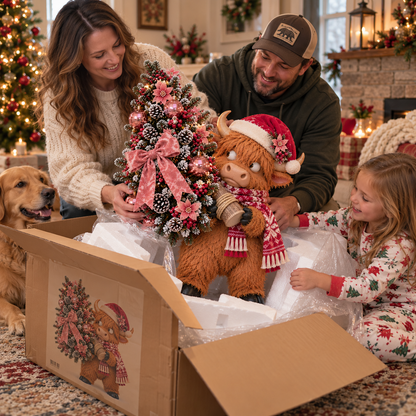 🎄🐮 🎀 The Pinkmas Tree Thief | Funny Light-Up Highland Cow Christmas Decor