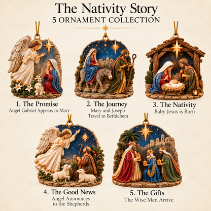 The Nativity Story – 5-Piece Jesus Birth Christmas Ornaments
