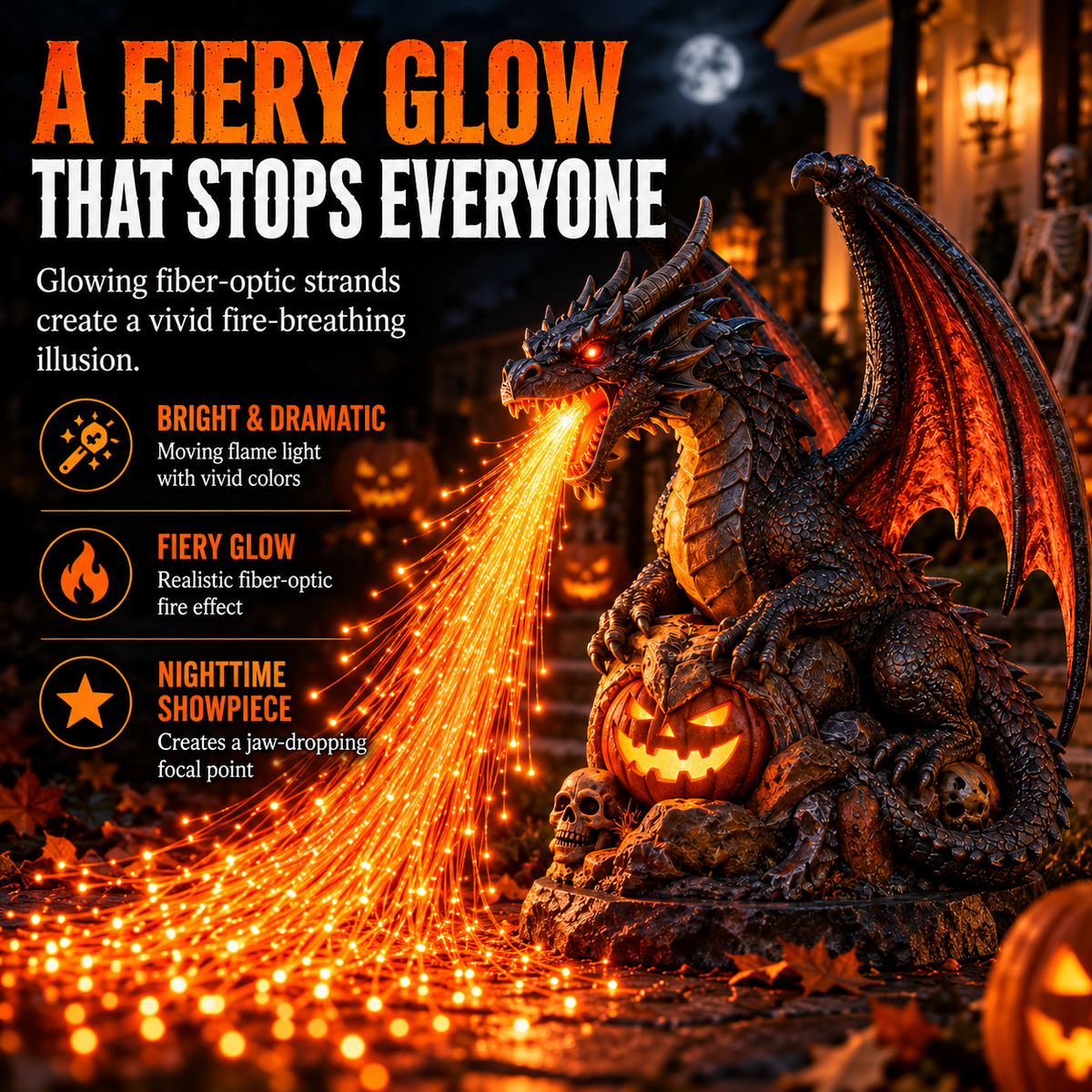 🐉 Inferno Dragon™ Fire-Breathing Solar Garden Light – Glowing Halloween Dragon Statue for Outdoor Yard & Porch Decor