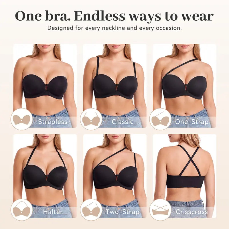 Stay-Up Strapless Front Closure Support Bra – No-Slip Lift & Smooth Side Fit