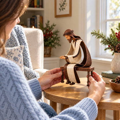 🎅✝️Santa Kneeling Before Jesus Christmas Figurines
