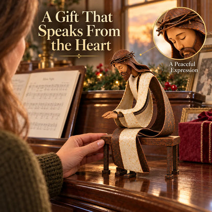 Santa Kneeling Before Jesus Christmas Figurines