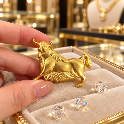 Vintage Gold-Tone Zodiac Sign Brooch