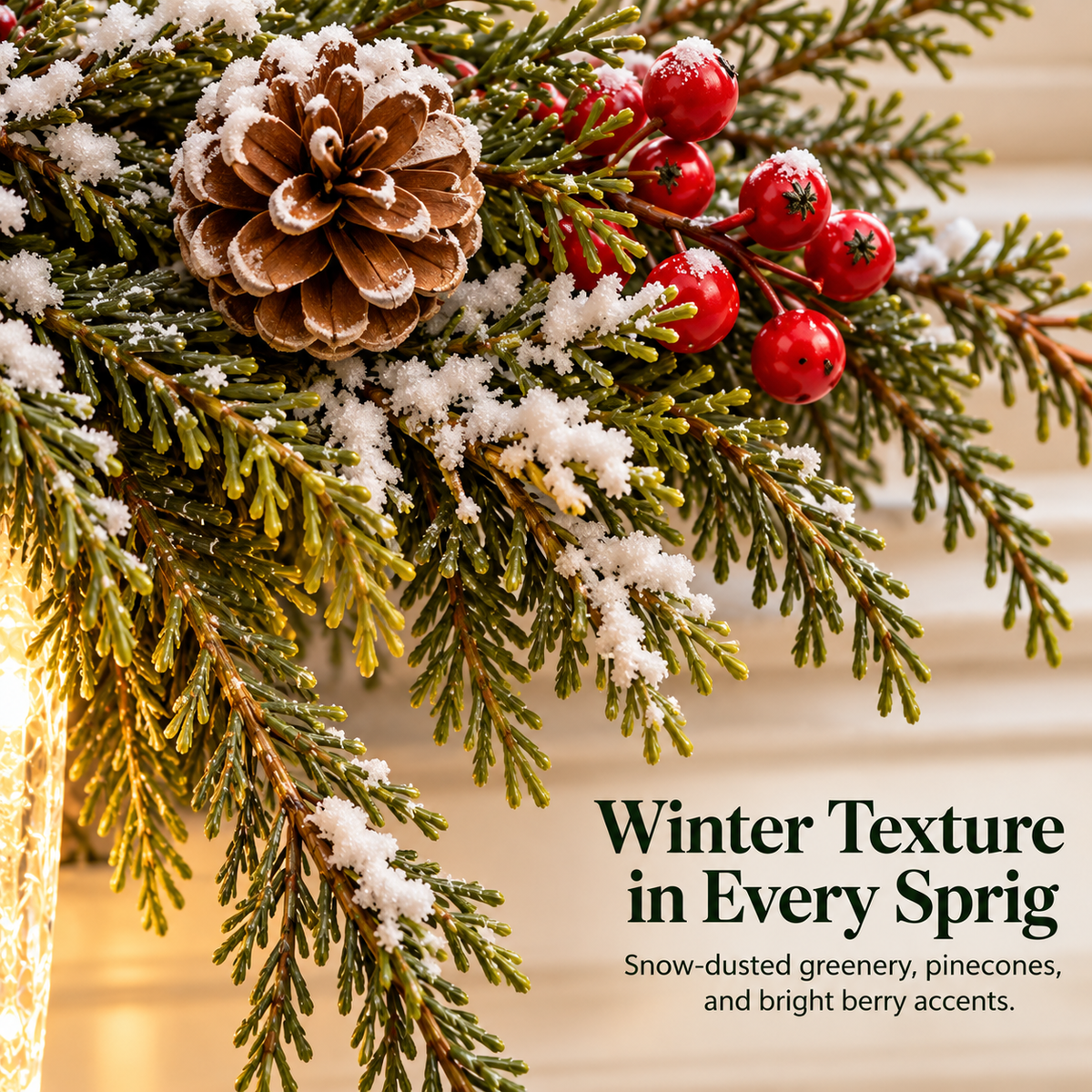 Cardinal Winter Glow — Lighted Snowy Cedar & Icicle Christmas Decor